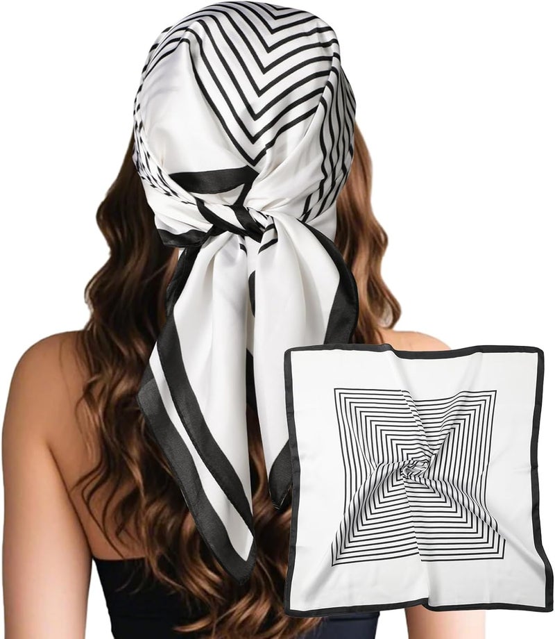 Sumolux Head Hair Scarf for Women Like Satin Silk Scarf Bandana Hair Wrapping Night Large Square Scarves 27.5" - Image 1